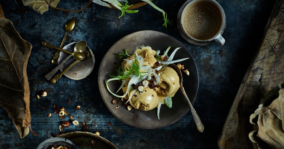 Brunost™ Ice Cream with Hazelnuts & Fennel - Tineasia